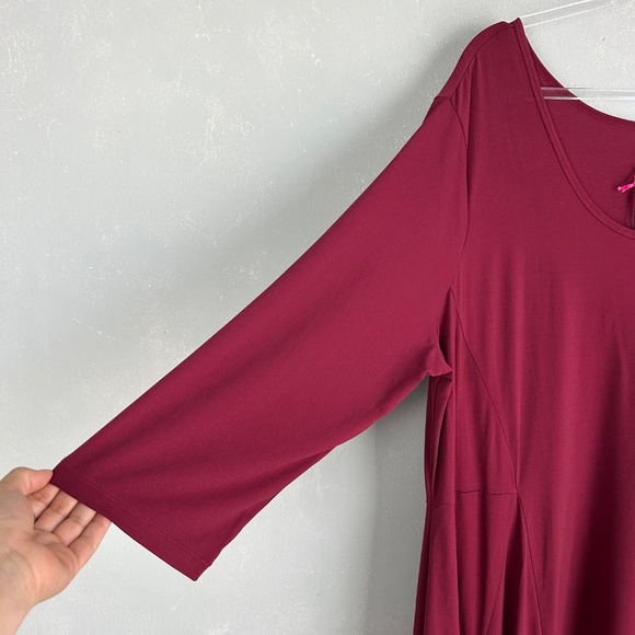 Midnight Velvet midi dress plus size 3X jersey knit fit & flare burgundy NEW - Picture 5 of 15